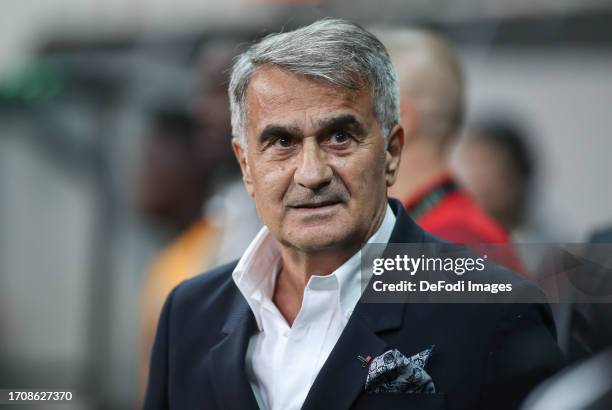 Head coach Senol Gunes of FC Lugano looks on during the UEFA Europa Conference League 2023/24 Group D Besiktas JK and FC Lugano on October 5, 2023 in...