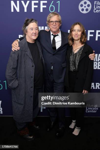 Christine Vachon, Todd Haynes and Pamela Koffler attend the red carpet for "May December" during the 61st New York Film Festival at Alice Tully Hall,...