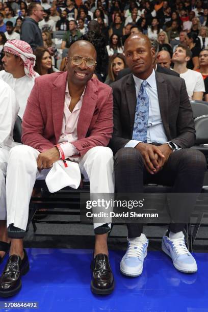 Kenny Smith and Ray Allen sit court side during the game between the Minnesota Timberwolves and the Dallas Mavericks as part of the 2023 NBA Global...