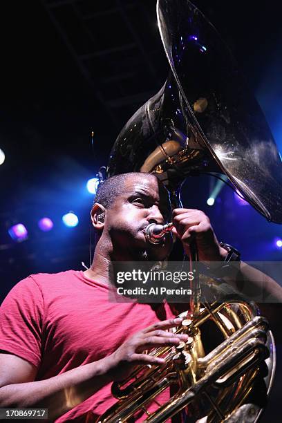 Sousaphonist Damon "Tuba Gooding, Jr."and The Roots perform at "State of the Union: An Evening of Collaborative Performances" to benefit Celebrate...