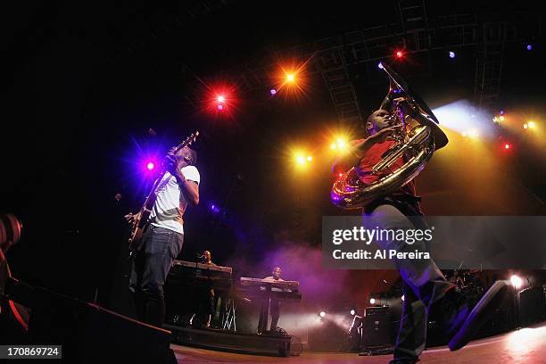 Sousaphonist Damon "Tuba Gooding, Jr.", guitarist Captain Kirk Douglas of The Roots perform at "State of the Union: An Evening of Collaborative...