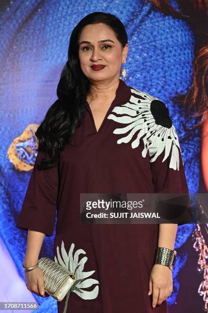 Bollywood actress Padmini Kolhapure attends the premiere of the Indian Hindi-language comedy drama film 'Dono' in Mumbai on October 5, 2023.
