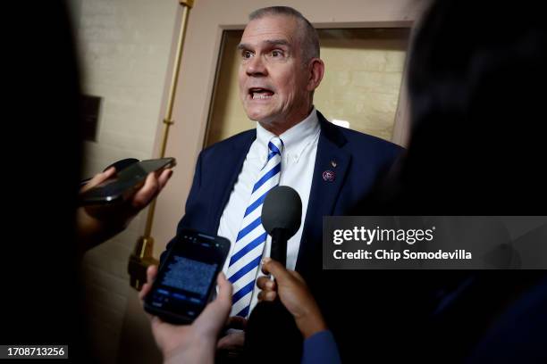 House Freedom Caucus member Rep. Matt Rosendale talks reporters after attending an afternoon Republican caucus meeting at the U.S. Capitol on...