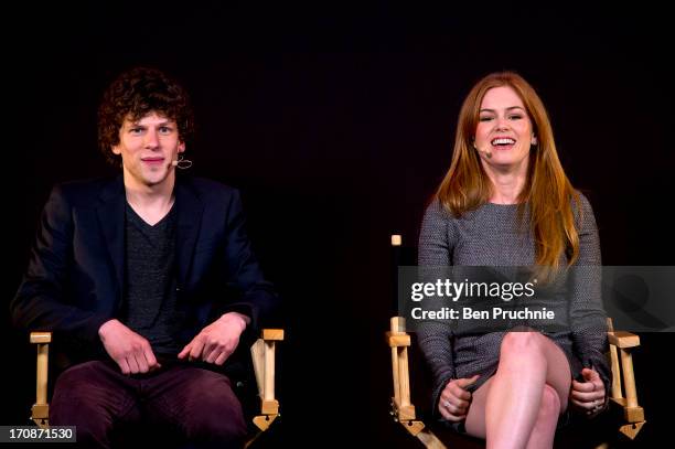 Jesse Eisenberg and Isla Fisher attend a Q+A session about there new film, 'Now You See Me' at Apple Store, Regent Street on June 19, 2013 in London,...