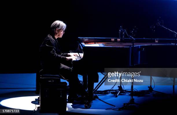 Ryuichi Sakamoto performs at the Royal Festival Hall on June 19, 2013 in London, England.