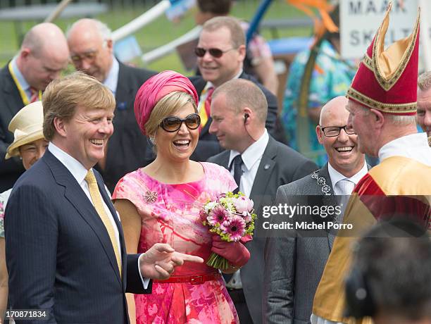 King Willem-Alexander of The Netherlands and Queen Maxima of The Netherlands make at official visit to the town centre on June 19, 2013 in...