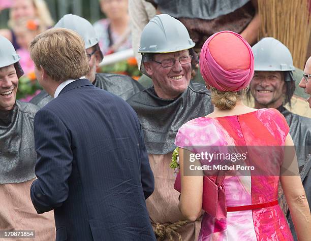 King Willem-Alexander of The Netherlands and Queen Maxima of The Netherlands make at official visit to the town centre on June 19, 2013 in...