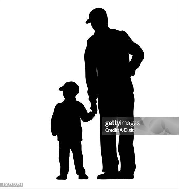 wie großvater, so sohn, silhouette - grandfather silhouette stock-grafiken, -clipart, -cartoons und -symbole