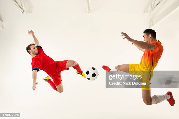 flying sports, football 10 - soccer player on white stock pictures, royalty-free photos & images