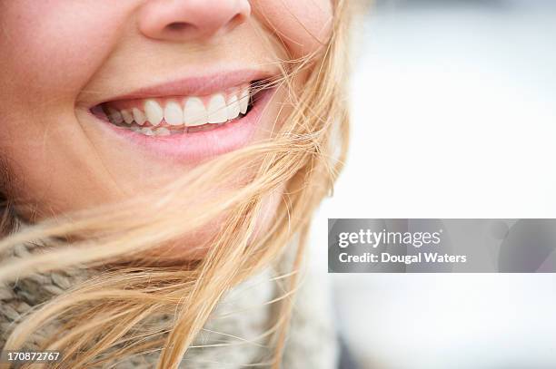 close up of beautiful smile. - natural hair stock pictures, royalty-free photos & images