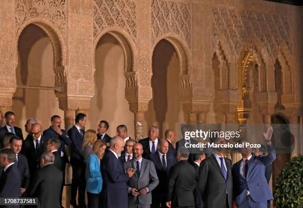 Spain's acting Prime Minister Pedro Sanchez talks to Prime Minister of The Netherlands Mark Rutte as heads of state or government from all 27 EU...