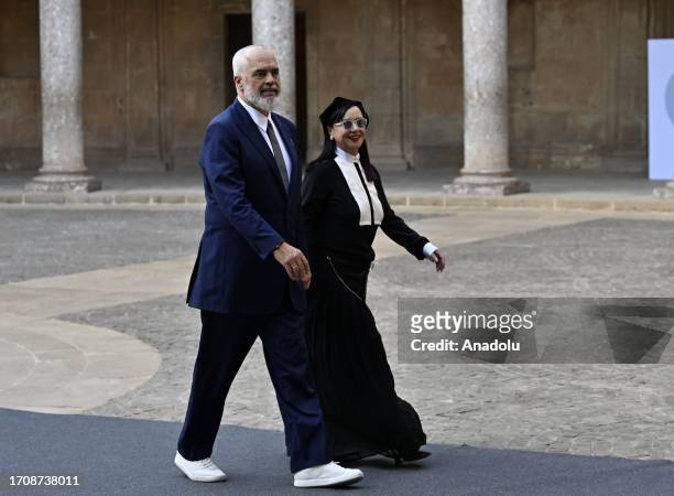 Albanian Prime Minister Edi Rama and his wife Linda Rama arrive at the Carlos V palace, for a visit of the Alhambra, after attending the third...