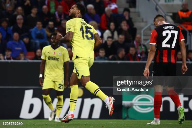 Joshua King of Fenerbahce celebrates after scoring a goal during the UEFA Conference League Group H match between Spartak Trnava and Fenerbahce at...