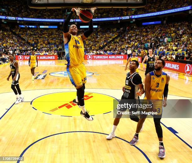 Jasiel Rivero, #14 of Maccabi Playtika Tel Aviv in action during the 2023-24 Turkish Airlines EuroLeague Regular Season Round 1 game between Maccabi...