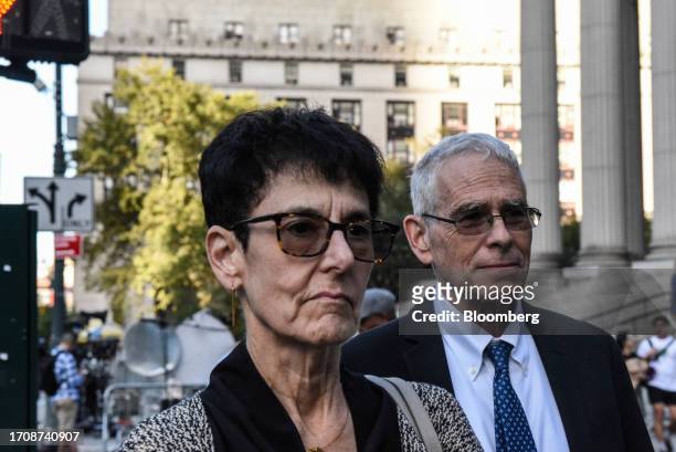Barbara Fried and Allan Joseph Bankman, parents of FTX Co-Founder Sam Bankman-Fried, exit court in New York, US, on Thursday, Oct. 5, 2023. Former...