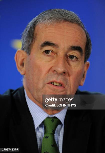 The head of the EU rule of law mission in Kosovo , Yves de Kermabon of France, gives a press conference on June 8, 2010 at EU headquarters in...