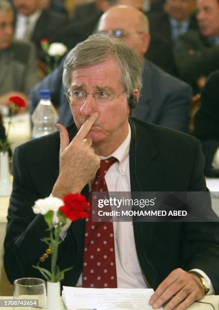 Former US envoy to the Middle East Dennis Ross attends a peace conference in Gaza City 20 December 2004. Sponsors of the internationally-backed...