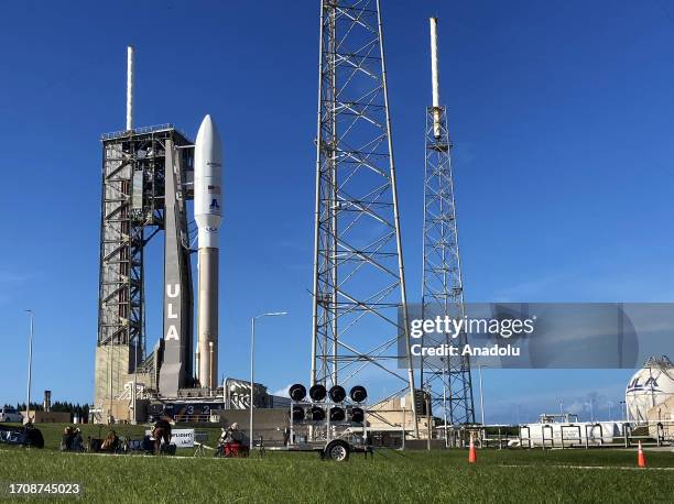 United Launch Alliance Atlas V rocket carrying the first two demonstration satellites for Amazon's Project Kuiper broadband internet constellation...