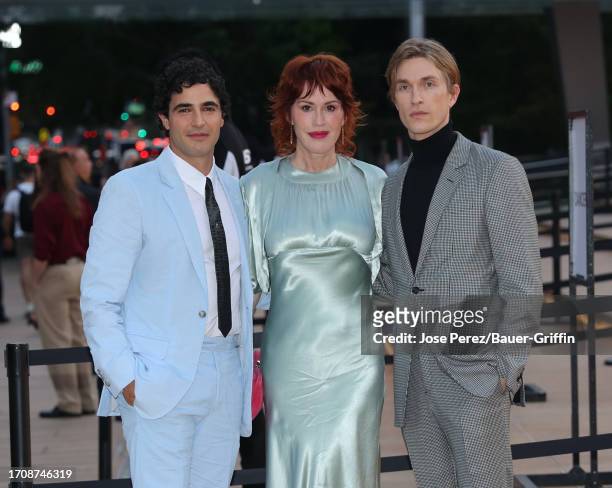 Zac Posen, Molly Ringwald and Harrison Ball are seen arriving to the New York City Ballet 2023 Fall Fashion Gala on October 05, 2023 in New York City.