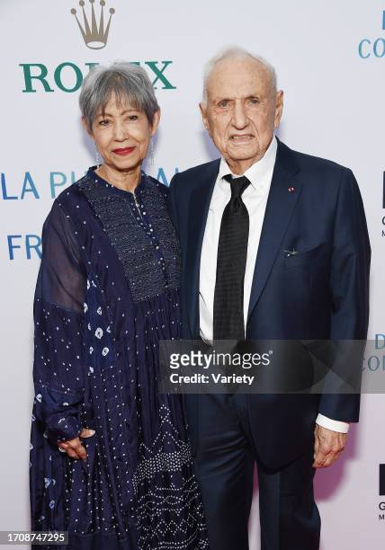 Berta Isabel Aguilera and Frank Gehry at the Los Angeles Philharmonic Gala at the Walt Disney Concert Hall on October 5, 2023 in Los Angeles,...