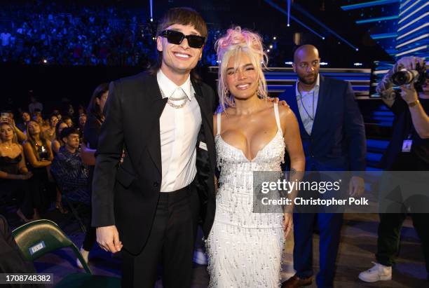 Peso Pluma and Karol G at the Billboard Latin Music Awards 2023 held at Watsco Center on October 5, 2023 in Coral Gables, Florida.