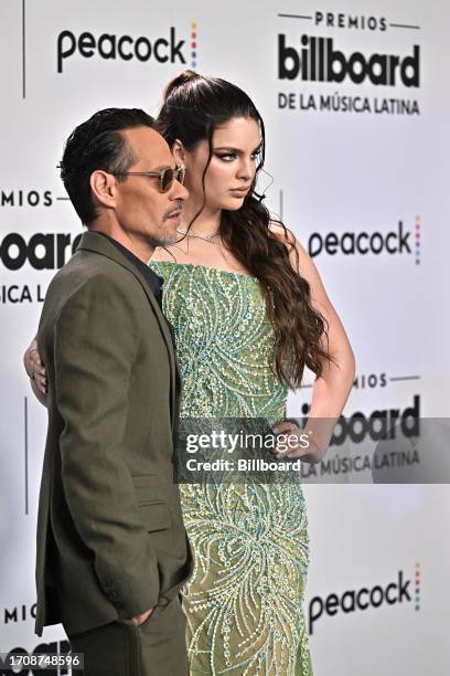 Marc Anthony and Nadia Ferreira at the Billboard Latin Music Awards 2023 held at Watsco Center on October 5, 2023 in Coral Gables, Florida.