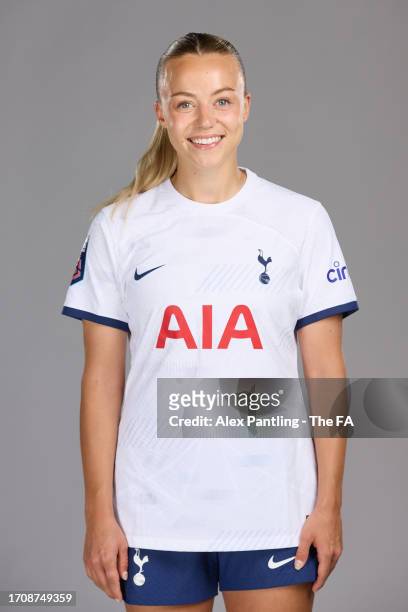 Olga Ahtinen of Tottenham Hotspur poses during the Super League Headshots 2023/24 portrait session at Tottenham Hotspur Training Centre on September...