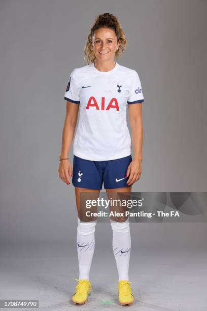 Ramona Petzelberger of Tottenham Hotspur poses during the Super League Headshots 2023/24 portrait session at Tottenham Hotspur Training Centre on...