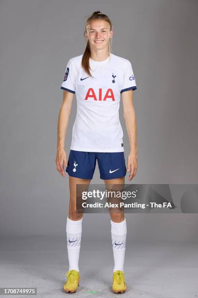 Ellie Brazil of Tottenham Hotspur poses during the Super League Headshots 2023/24 portrait session at Tottenham Hotspur Training Centre on September...