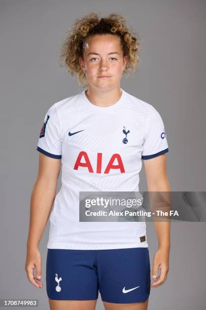 Elkie Bowyer of Tottenham Hotspur poses during the Super League Headshots 2023/24 portrait session at Tottenham Hotspur Training Centre on September...