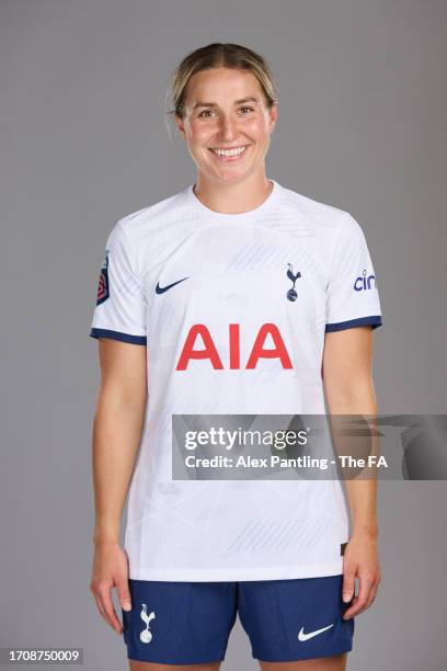 Amy Turner of Tottenham Hotspur poses during the Super League Headshots 2023/24 portrait session at Tottenham Hotspur Training Centre on September...