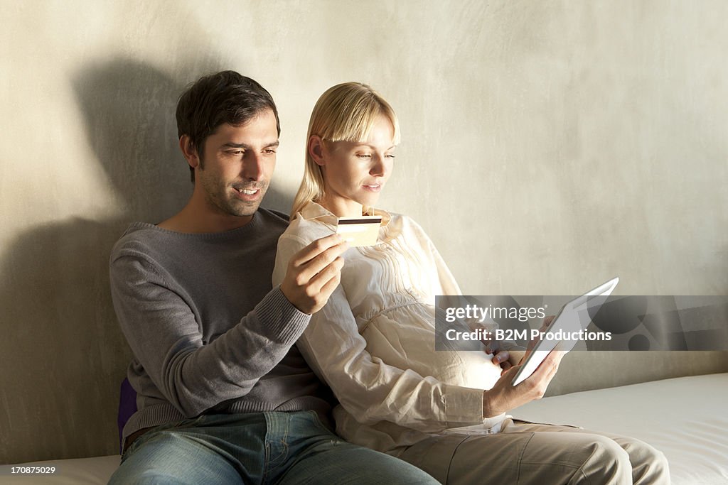 Young couple shopping online