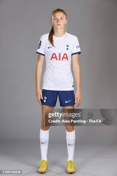 Ellie Brazil of Tottenham Hotspur poses during the Super League Headshots 2023/24 portrait session at Tottenham Hotspur Training Centre on September...