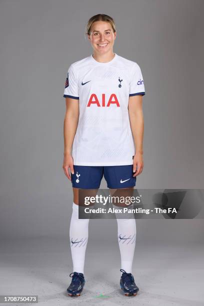 Amy Turner of Tottenham Hotspur poses during the Super League Headshots 2023/24 portrait session at Tottenham Hotspur Training Centre on September...