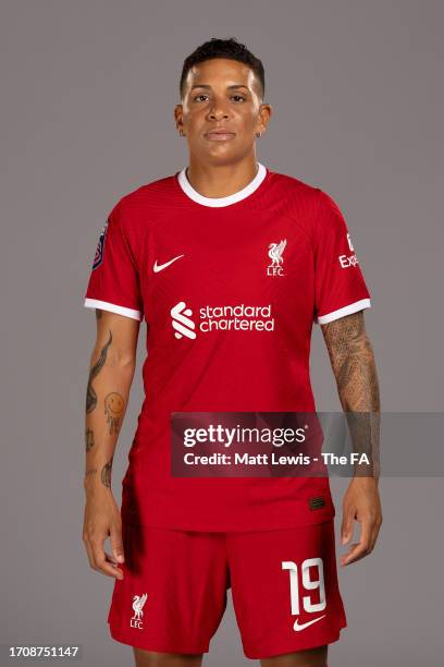 Shanice van de Sanden of Liverpool poses during the Super League Headshots 2023/24 portrait session on September 7, 2023 in Liverpool, England.