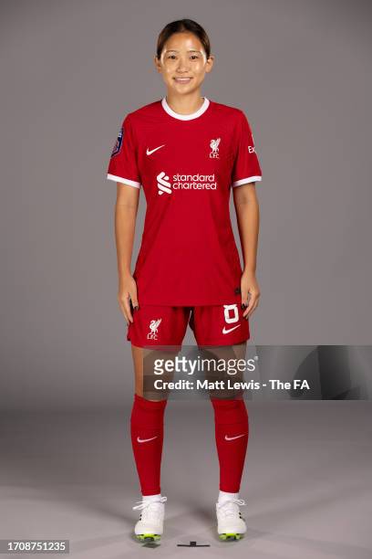 Fuka Nagano of Liverpool poses during the Super League Headshots 2023/24 portrait session on September 7, 2023 in Liverpool, England.