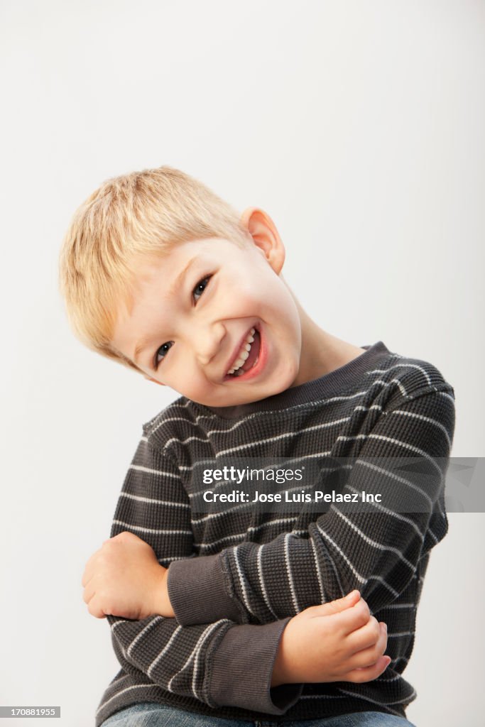 Caucasian boy laughing