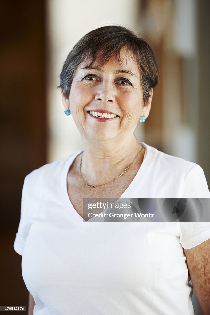 Older Hispanic woman smiling