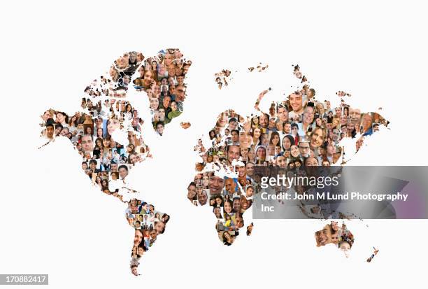 business people's faces in map shape - native korean stock pictures, royalty-free photos & images