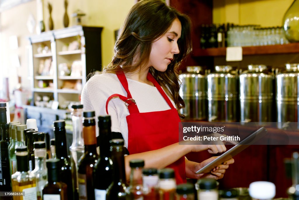 Woman working in grocery store