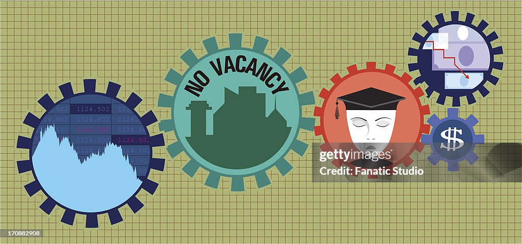 Illustrative representation showing the downfall in employment due to recession