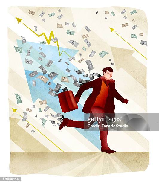 businessman holding briefcase and running - cremation stock illustrations