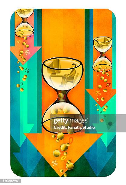 conceptual image representing loss and downfall in a company - indian arrowhead stock illustrations