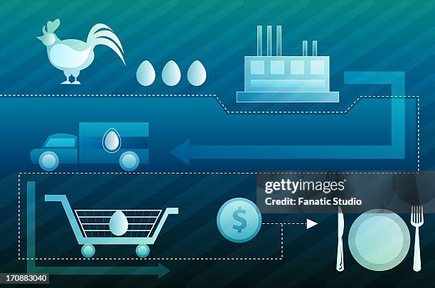 illustrative representation showing poultry business - poultry farm building stock illustrations