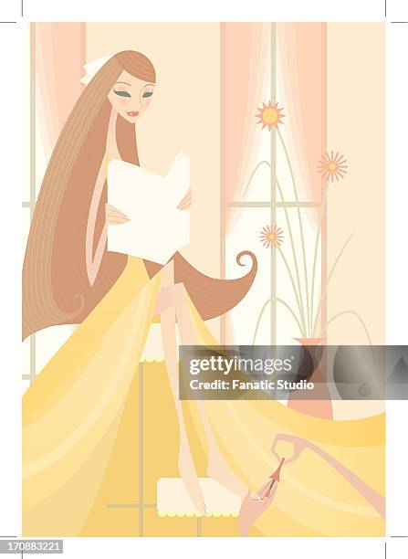 woman receiving pedicure from a beautician - woman painting toenails stock illustrations
