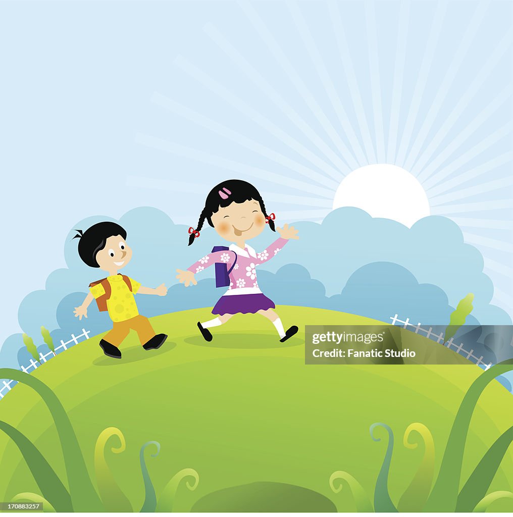Children going to school