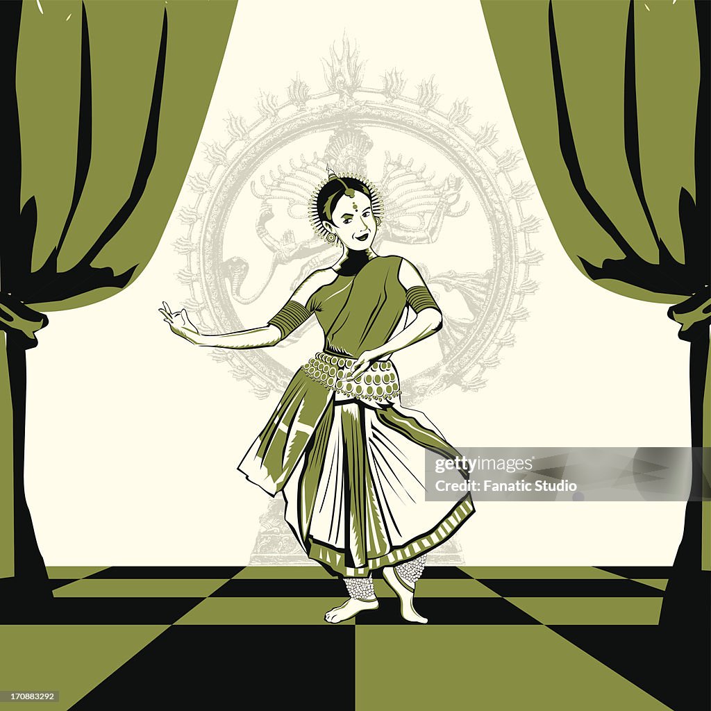 Woman performing Bharatnatyam the Indian classical dance