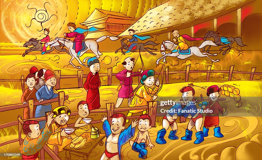 Naadam festival celebration in Independent Mongolia