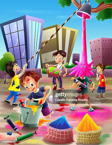 Children Celebrating Holi Festival Stock-Illustration - Getty Images Children Celebrating Holi Festival Stock-Illustration - Getty Images