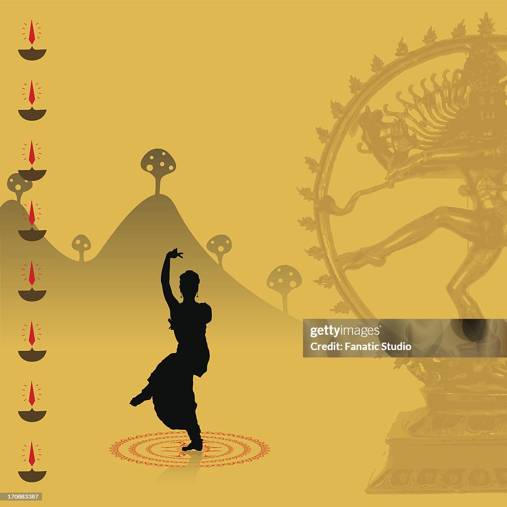 Woman performing Bharatnatyam the Indian classical dance